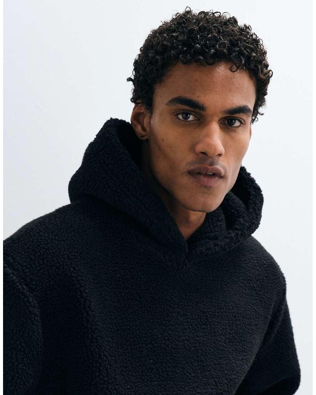 ASOS Blue Relaxed Borg Hoodie for men