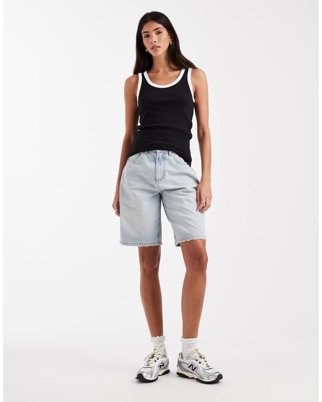 Pieces Black Contrast Trim Vest Top
