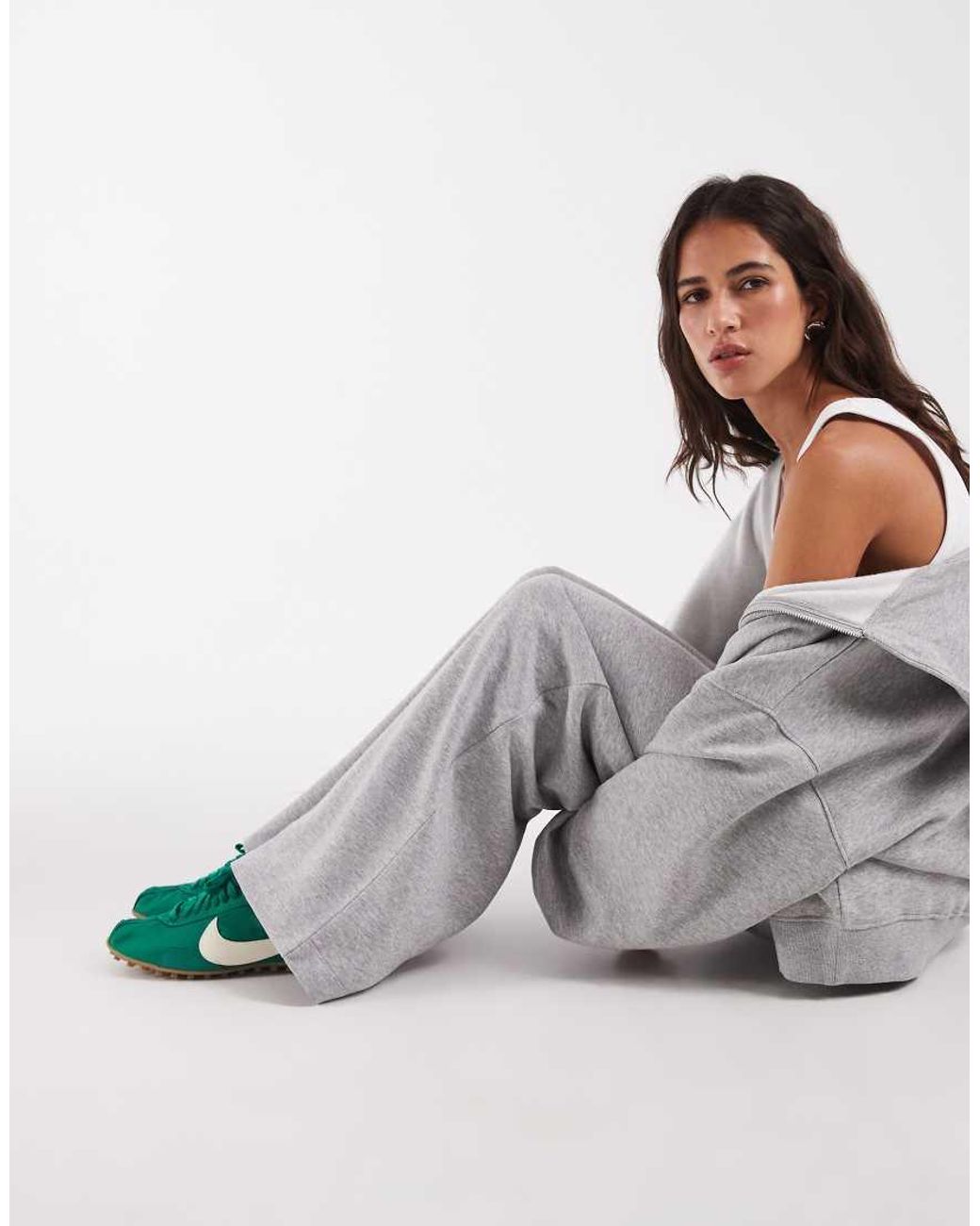 ASOS White Wide Leg Brushback Joggers
