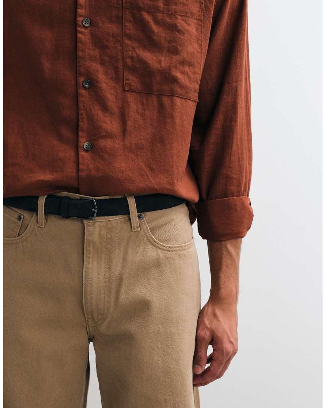 ASOS Red Co-Ord Boxy Oversized Revere Linen Blend Shirt for men