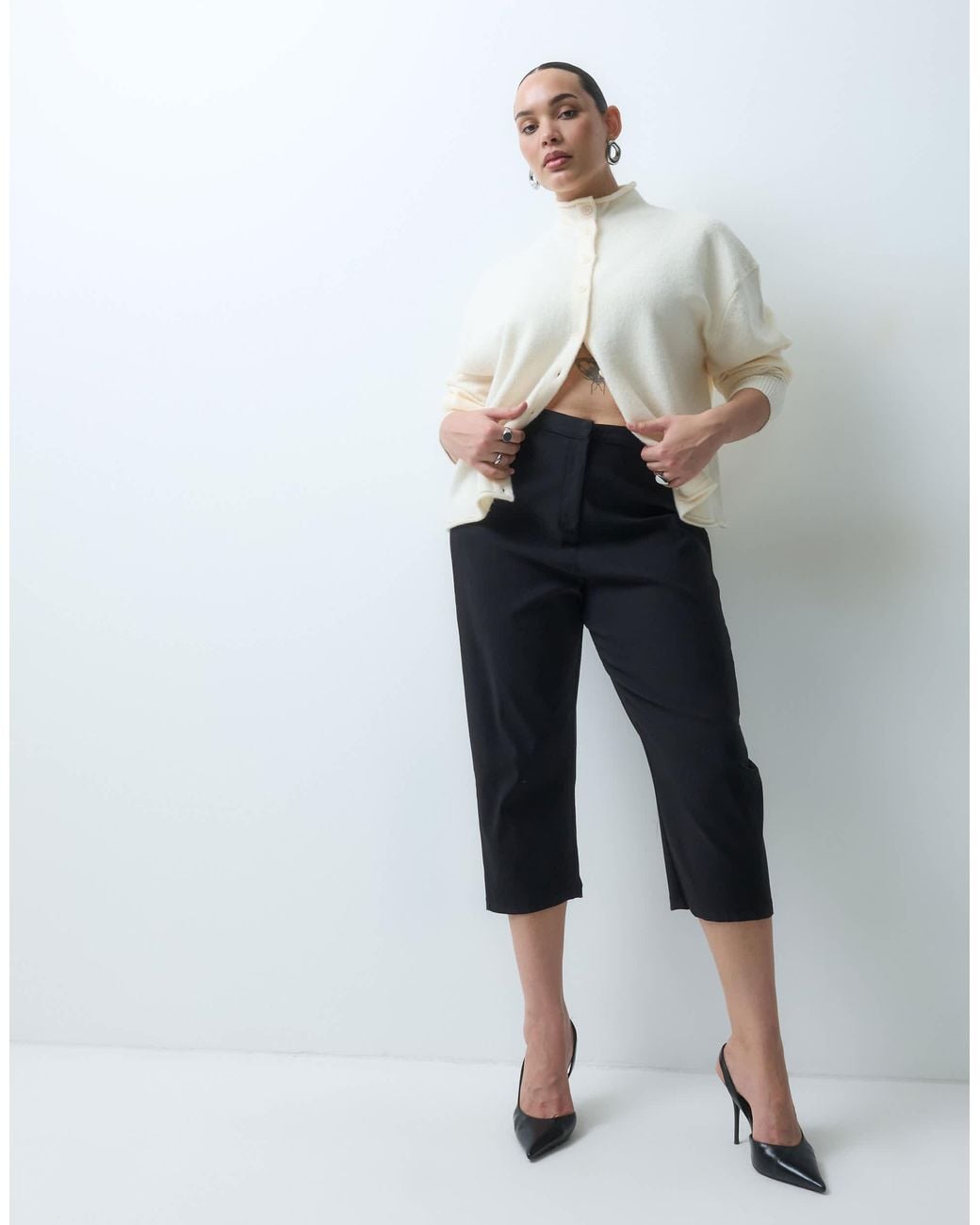 ASOS Asos Design Curve Bengaline Capri Pant With Side Panel Details in ...