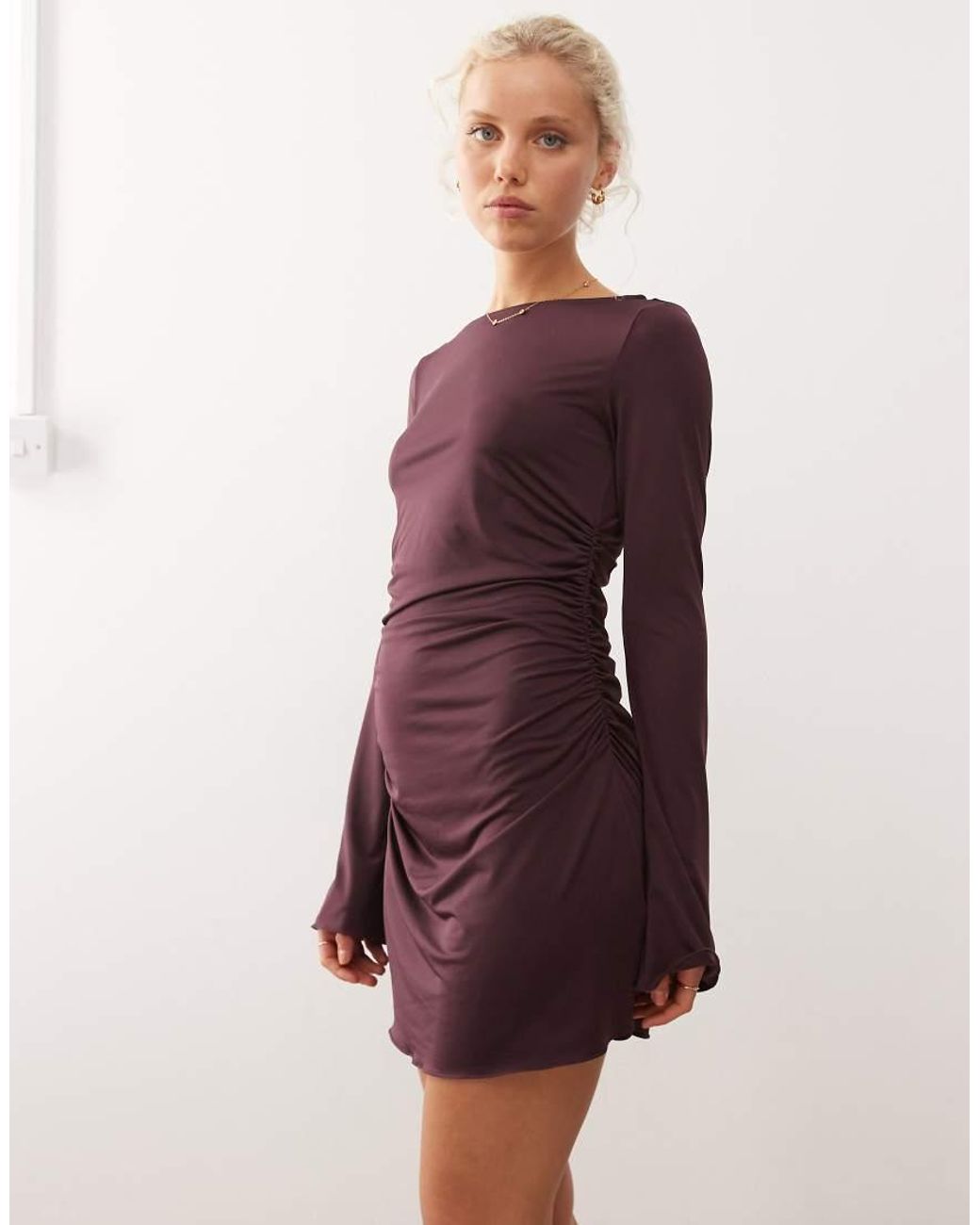 Monki Red Long Sleeve Mini Dress