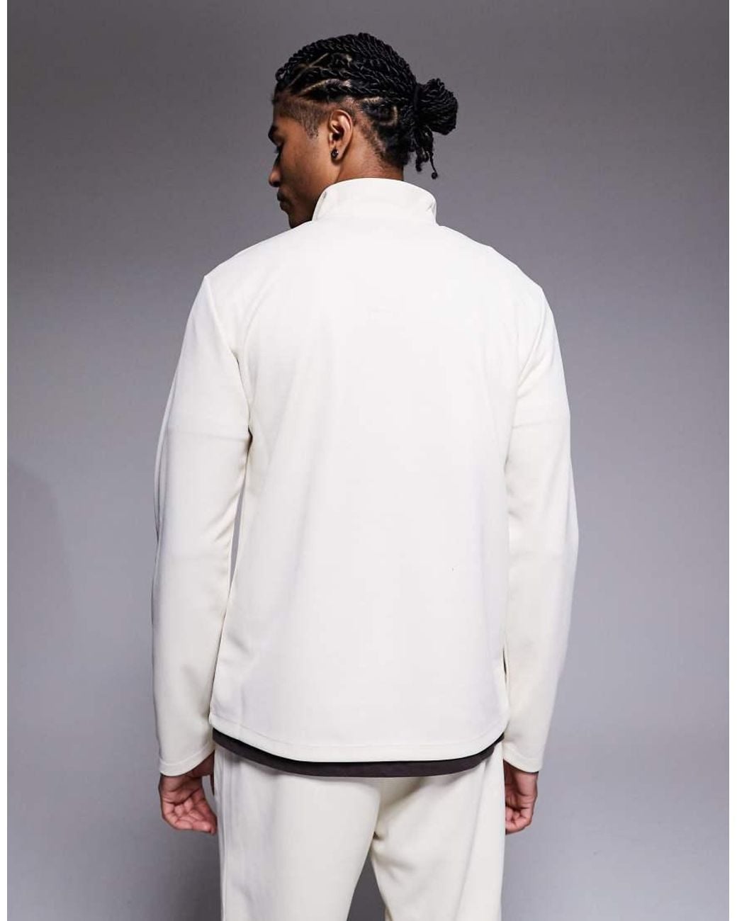 River Island Gray Premium Textured 1/4 Zip Top for men