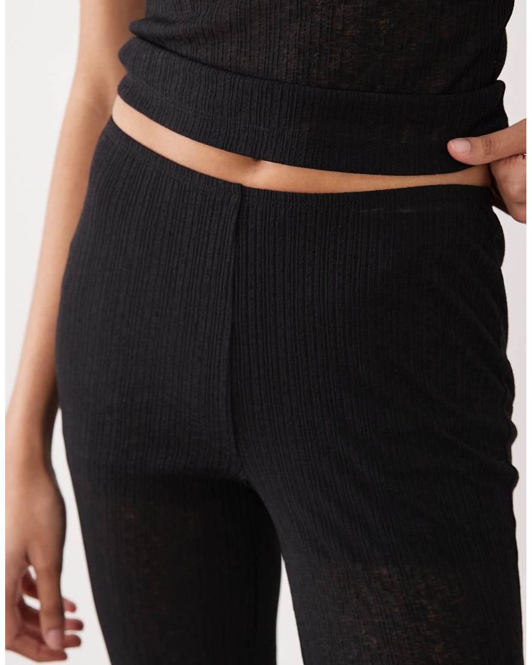 ASOS Black Asos Design Tall Semi Sheer Capri Pyjama Trouser With Lace Trim