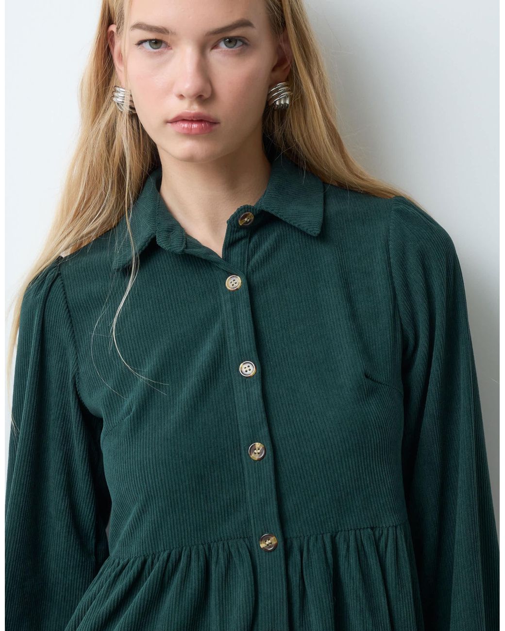Threadbare Green Button Through Mini Dress
