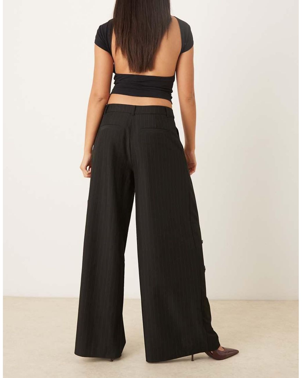 ASOS Black Tailored Low Rise Embellished Trousers
