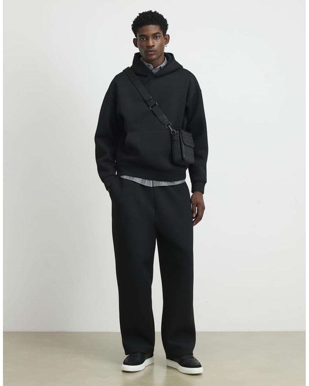 River Island Black Premium Oversized Fit Cotton Hoodie for men