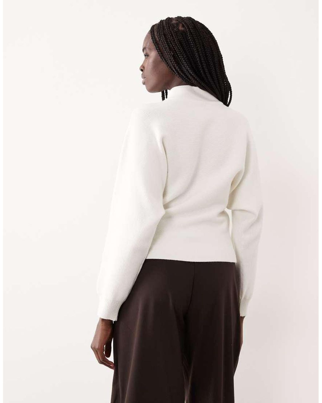 Mango White High Neck Jumper With Statement Buttons