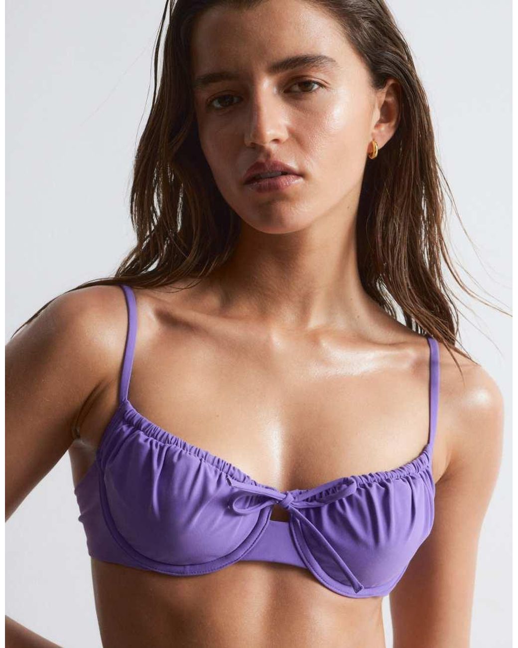 & Other Stories Purple Mix And Match Underwire Bikini Top With Padding And Adjustable Straps