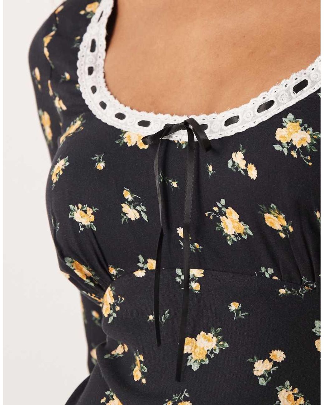 Nobody's Child Natural Naples Lace Trim Long Sleeved Maxi Dress