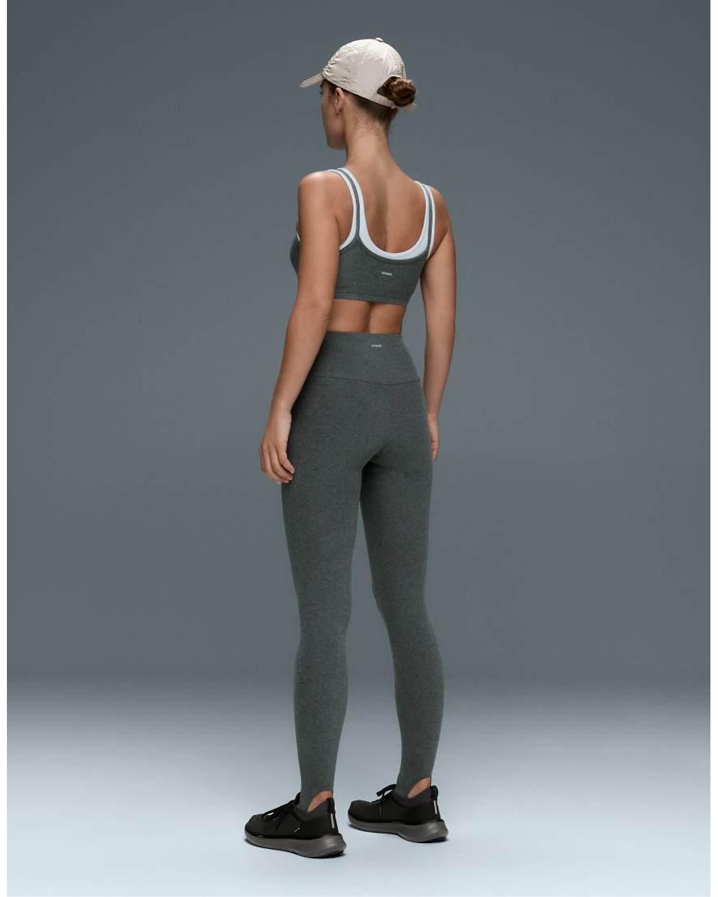 Oysho Gray Medium-Support Rib Overlay Sports Bra