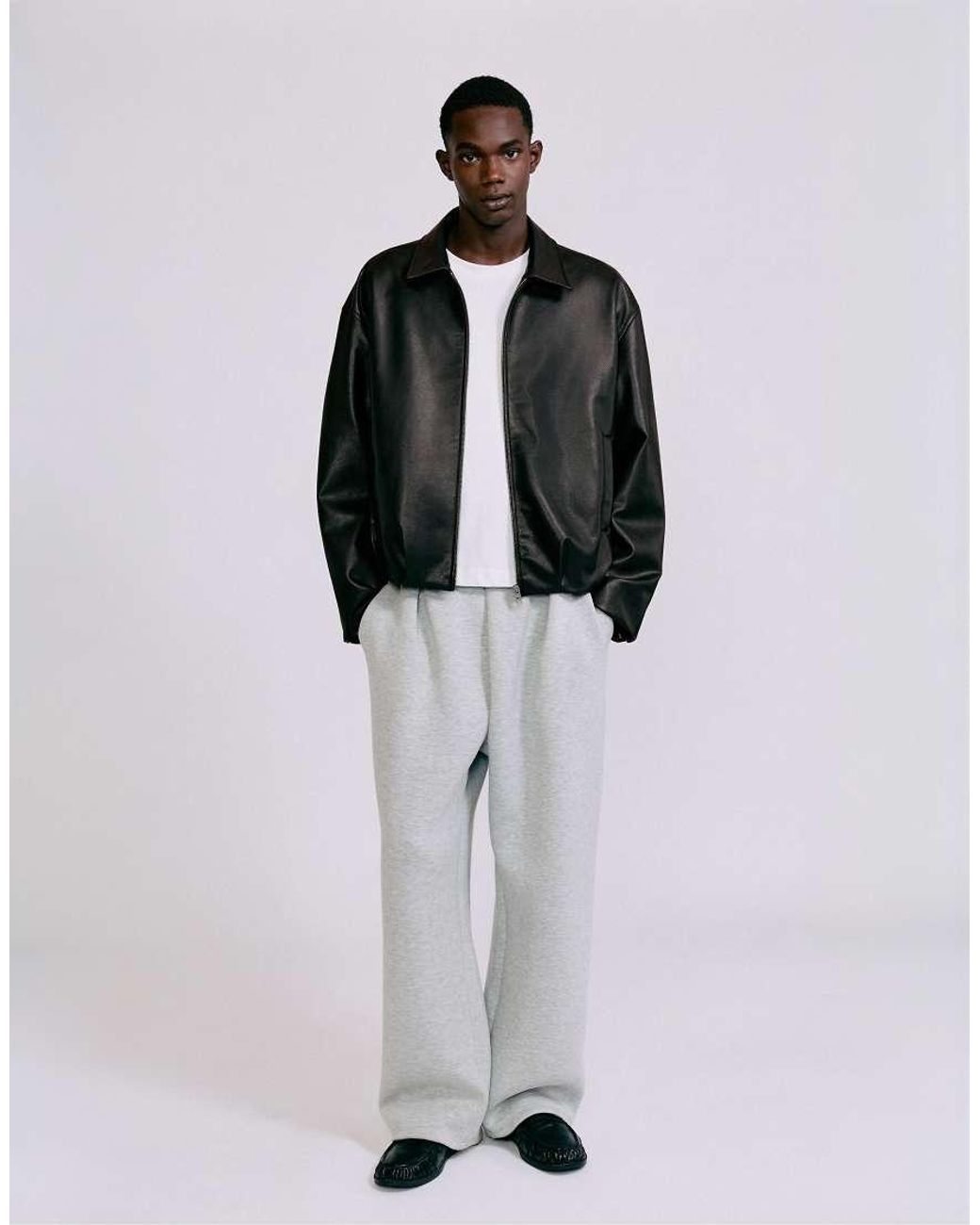 Pull&Bear Black Leather-effect Jacket for men