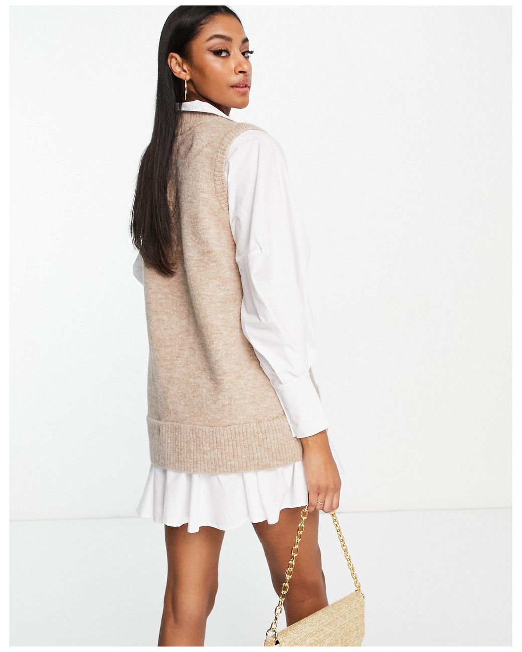 Beige jumper shirt dress sale