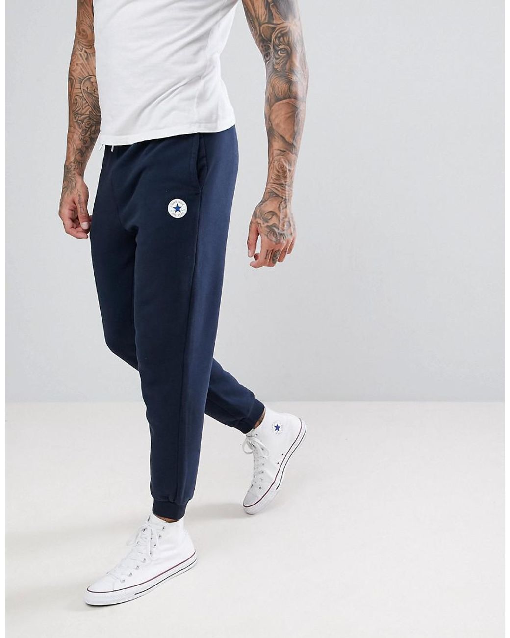 Converse Cotton Chuck Patch Joggers In Gray 10004631-a01 in Navy (Blue) for  Men | Lyst