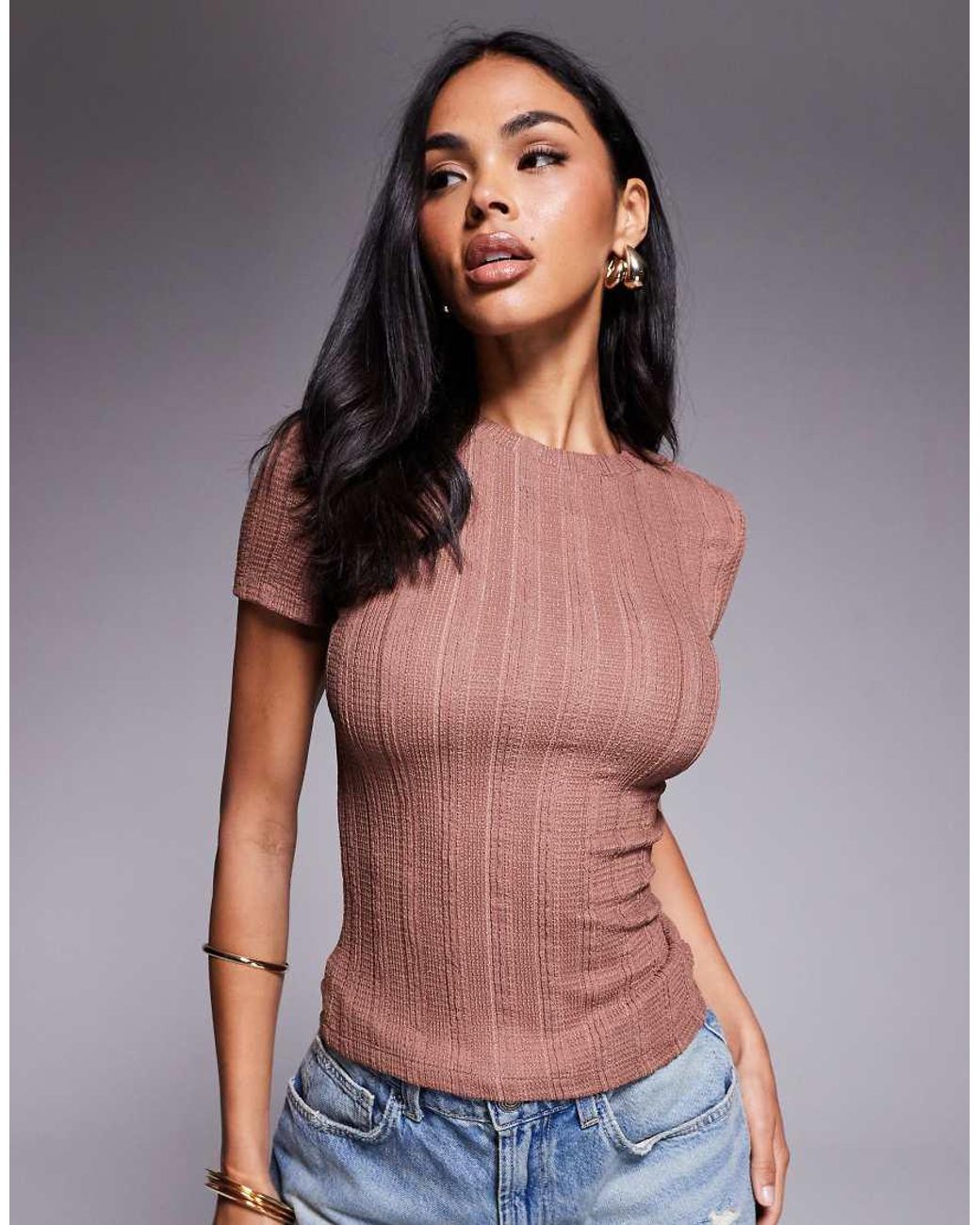River Island Brown Textured Baby Tee