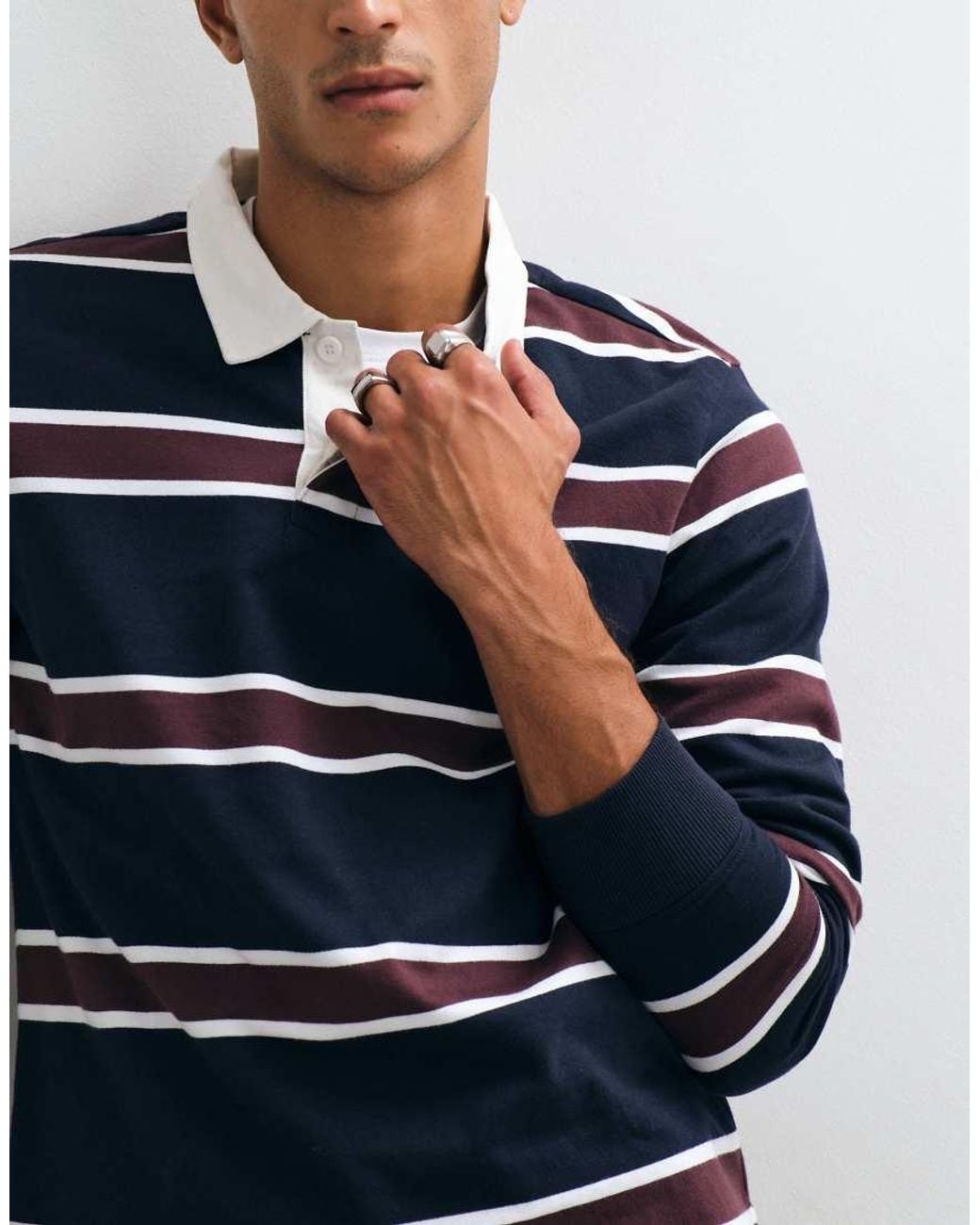 Threadbare Blue Rugby Polo Neck for men