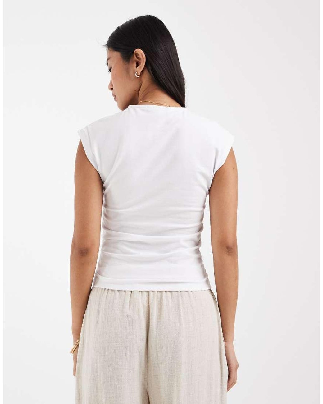 ONLY White Ruched Sleeveless Top