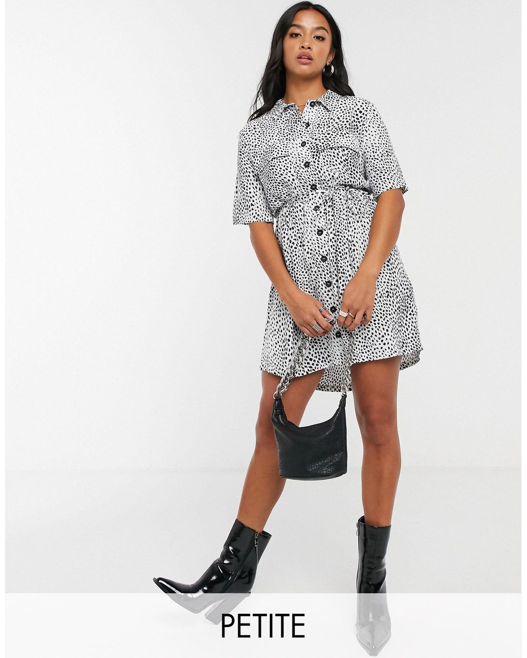 TOPSHOP Petite Grunge Shirt Dress in Black | Lyst