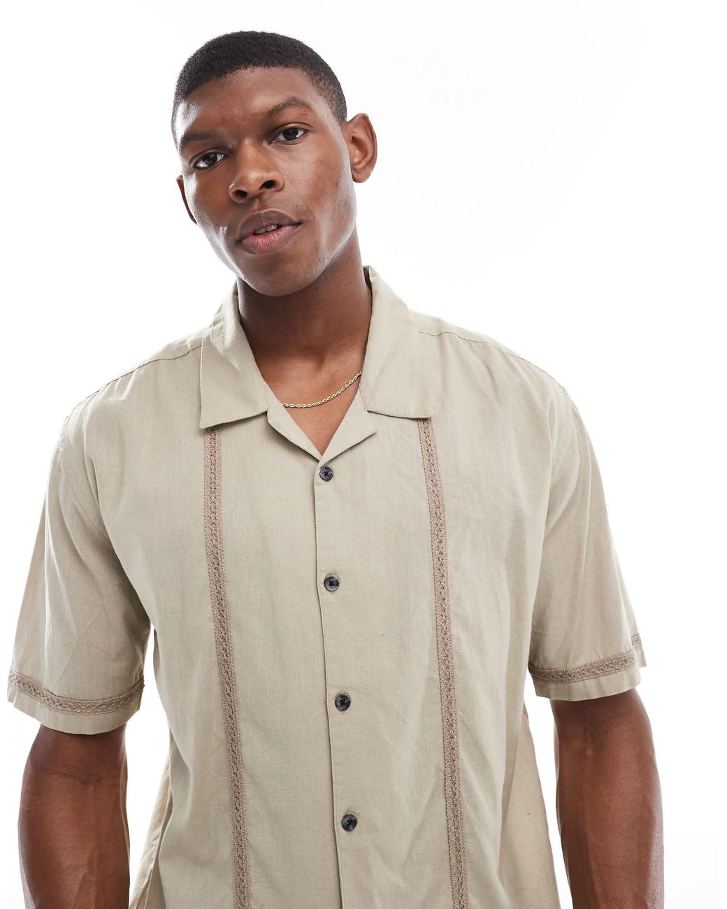 Threadbare – kurzärmliges baumwoll-hemd in Natural für Herren