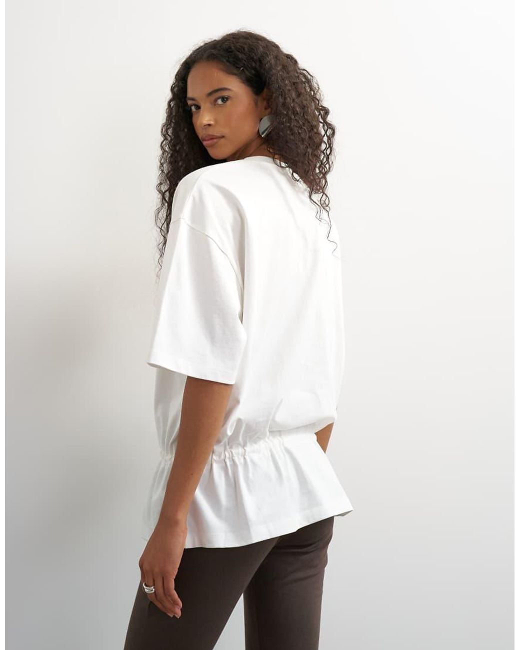 TOPSHOP White Tie Waist Tee