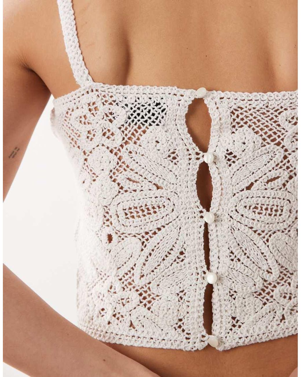 ASOS White Crochet Premium Bralet Co-Ord