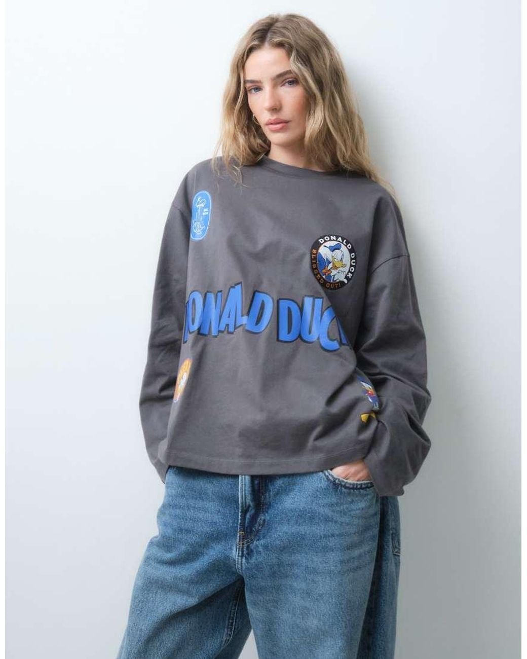 ASOS Blue Disney Oversized Long Sleeve T-shirt With Donald Duck Print