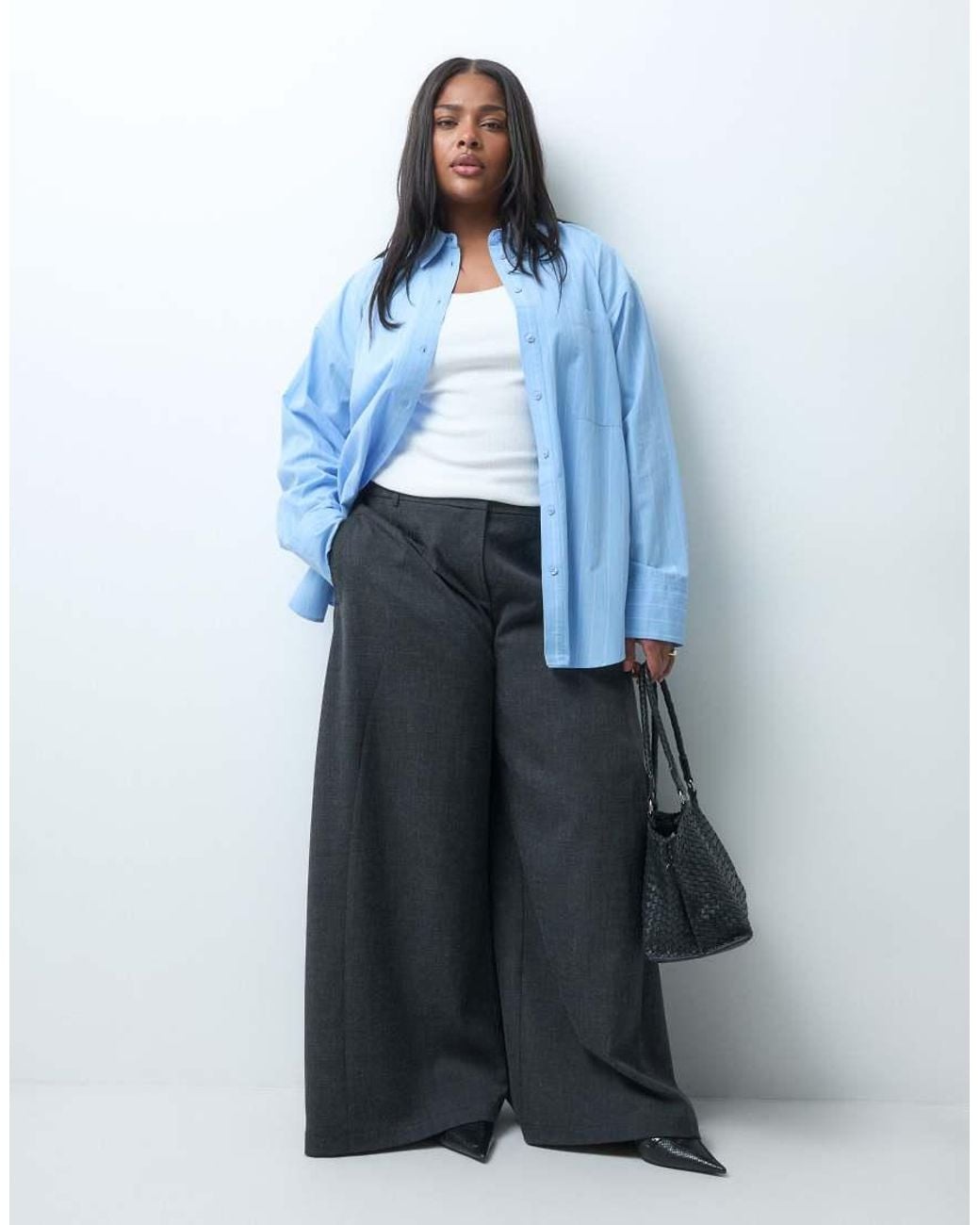 ASOS Blue Curve Tailored Super Wide Leg Pants