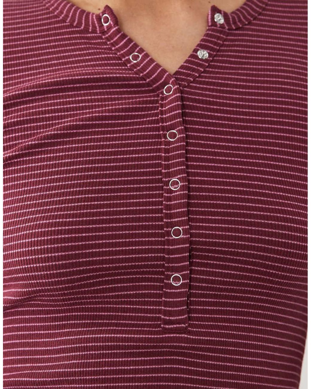 Cotton On Red Blake Henley Long Sleeve Top