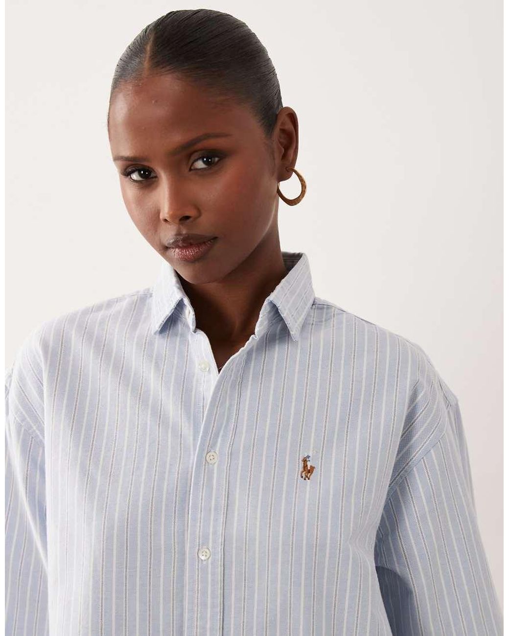 Polo Ralph Lauren White Relaxed Fit Striped Cotton Shirt