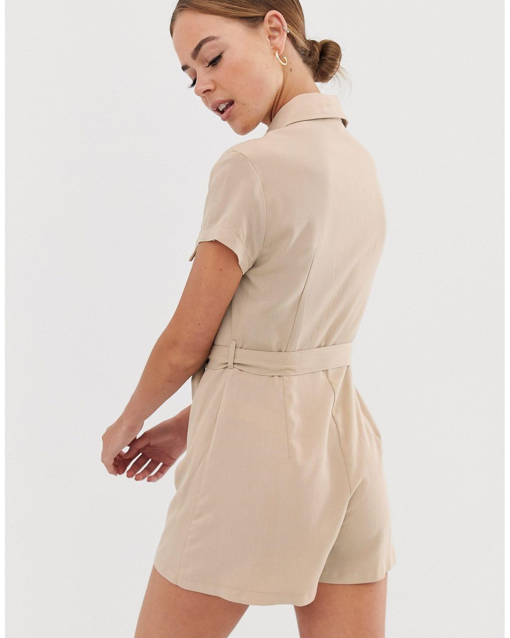 Mono corto beis con diseño uniformado Bershka de Denim de color Neutro |  Lyst