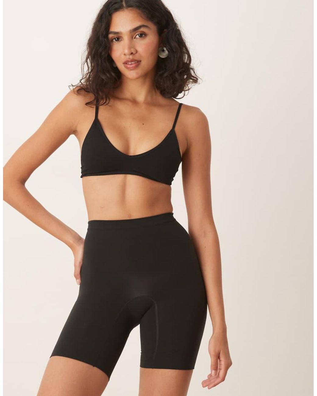 Spanx Black Sculpt Seamless High-waisted Mid-thigh Power Short With Non Slip Waistband