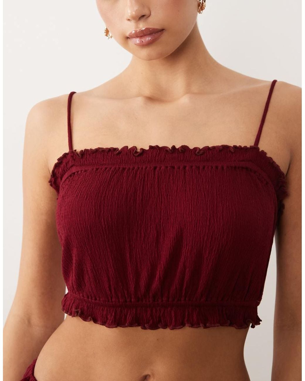 ASOS Brown Tie Shoulders Crinkle Cami Top