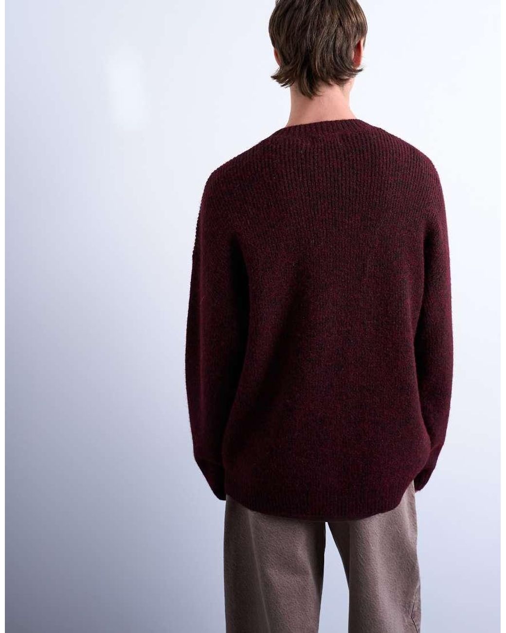 Topman Red Oversized Fit Crew Jumper for men