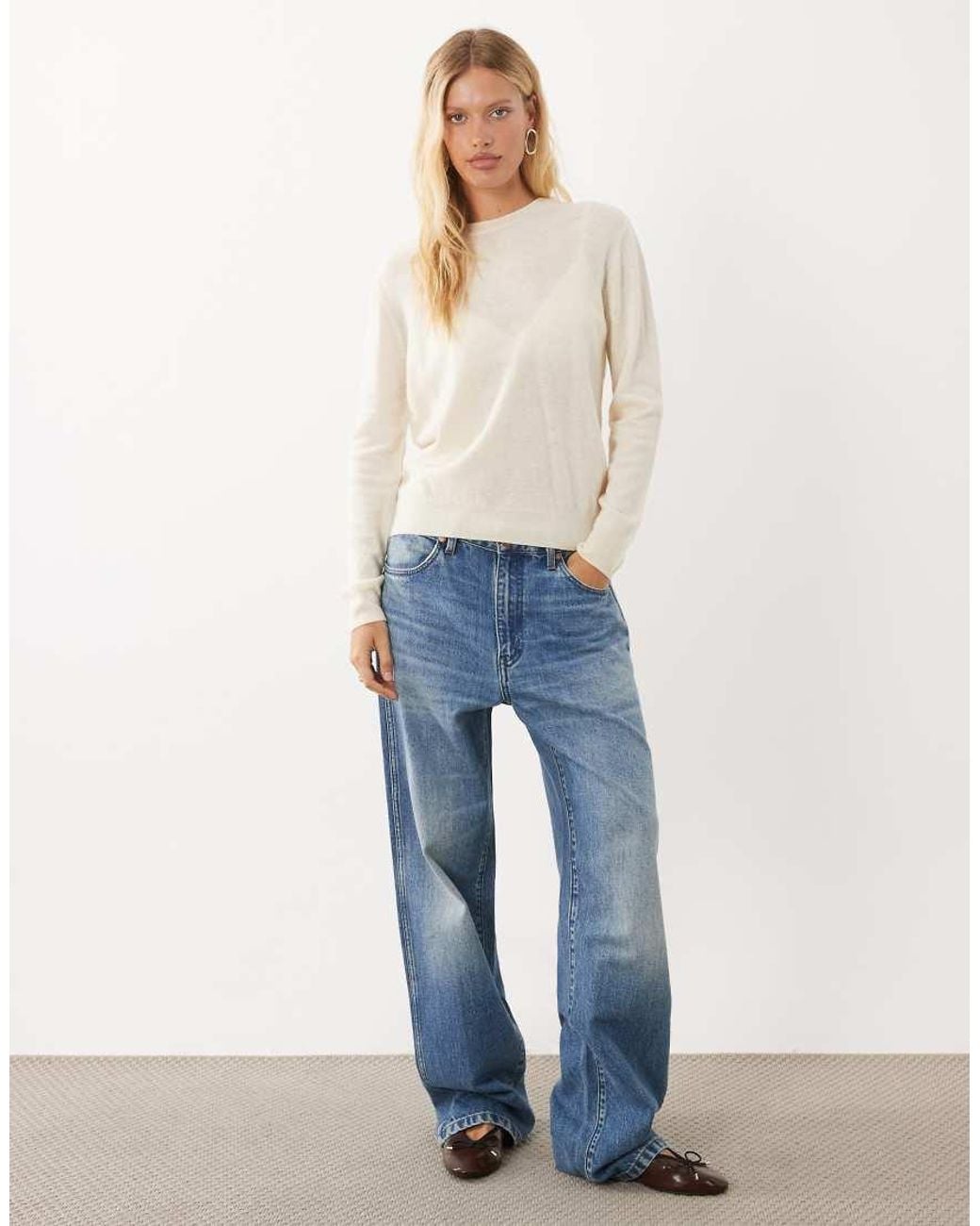 Mango Natural 100% Wool Round Neck Sweater