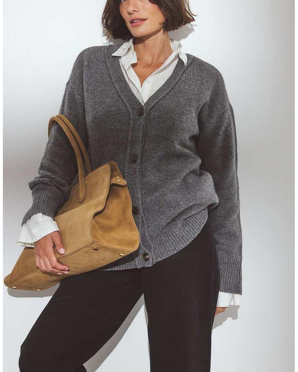 NA-KD Black Wool Knitted Oversized Cardigan