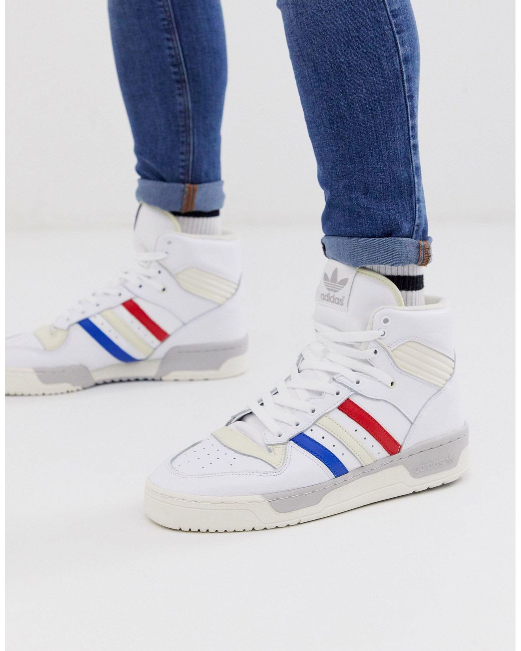 Rivalry Hi Top Trainers With Tricolour Stripe in White for Men Lyst