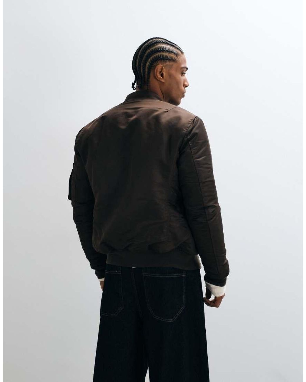 Schott Nyc Black Padded Nylon Bomber Jacket for men