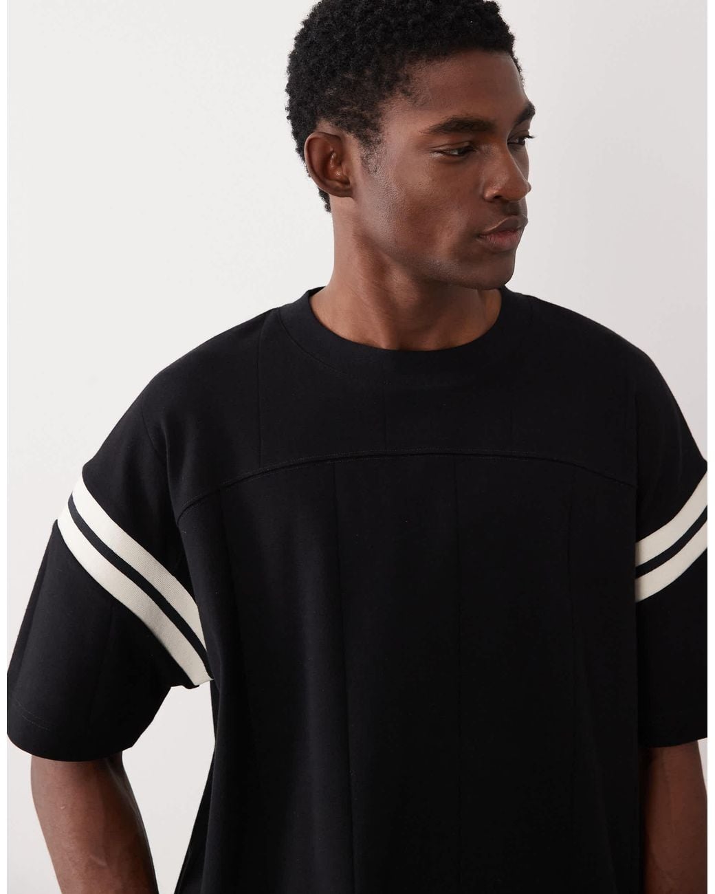 ASOS Black Boxy Oversized T-shirt With Contrast Panel for men