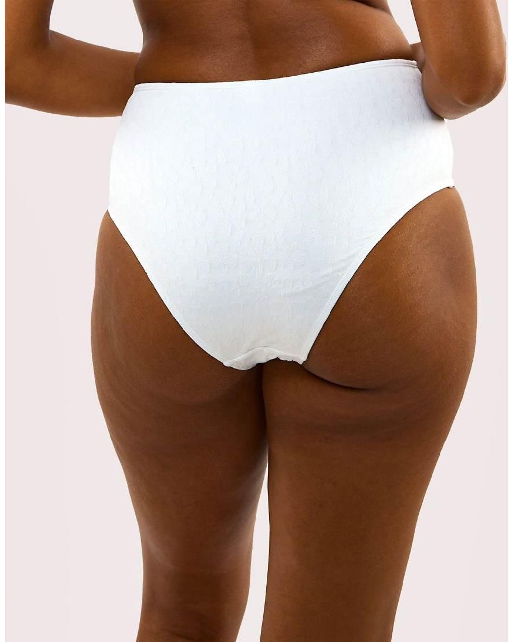 Peek & Beau White Textured High Waisted Bikini Bottom