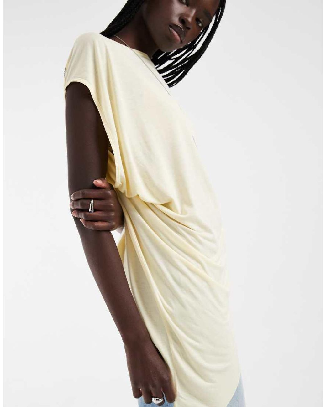 ASOS Natural Drapey Asymmetric Longline Sleeveless Top