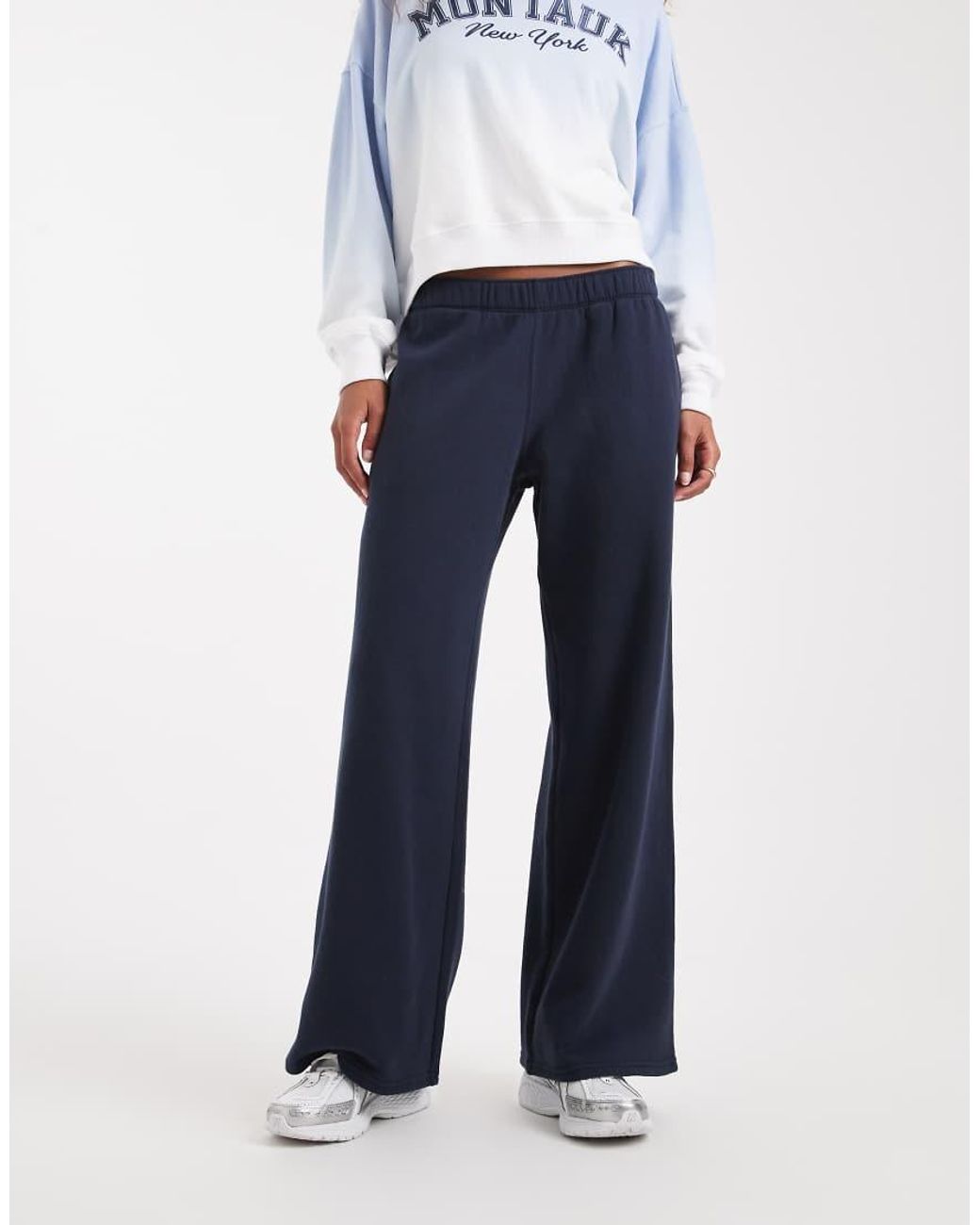 Hollister Blue Wide Leg joggers With Heart Pocket Detail