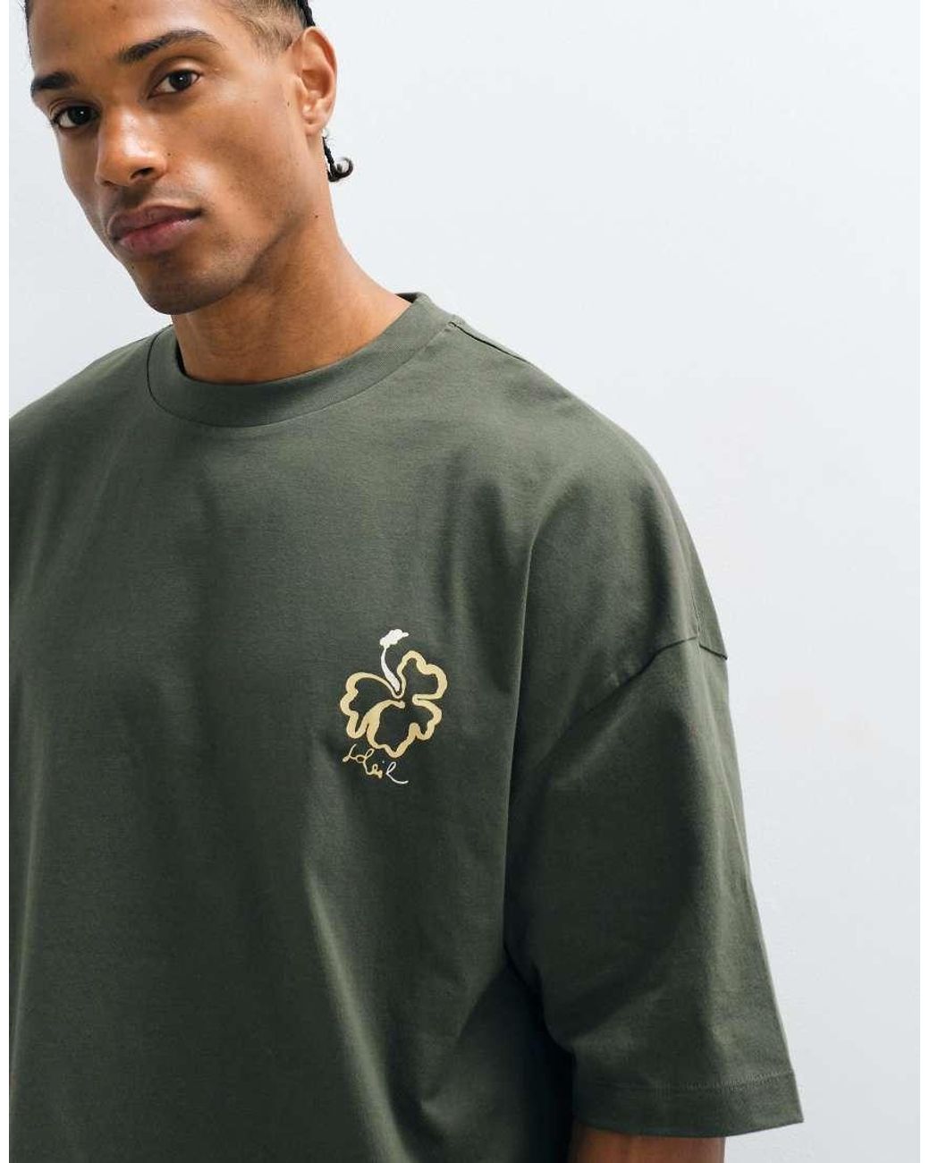 ASOS Green Oversized T-shirt With Floral Print for men