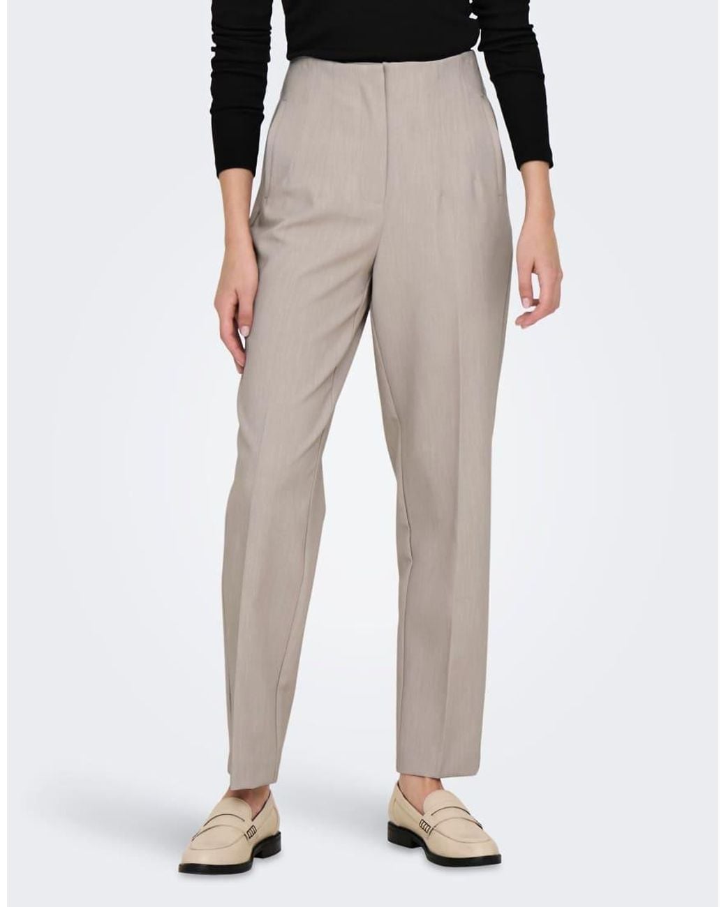 Raven Pantalones De Talle Alto En-Gris ONLY de color Natural