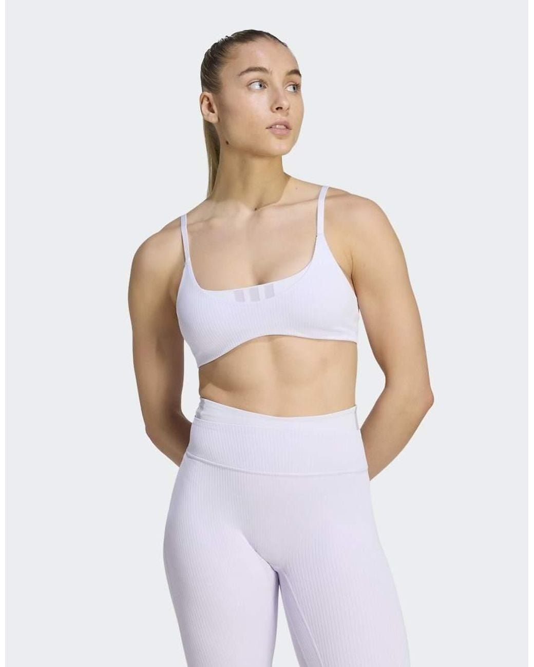 Adidas Originals White All Me Light Support Rib Bra
