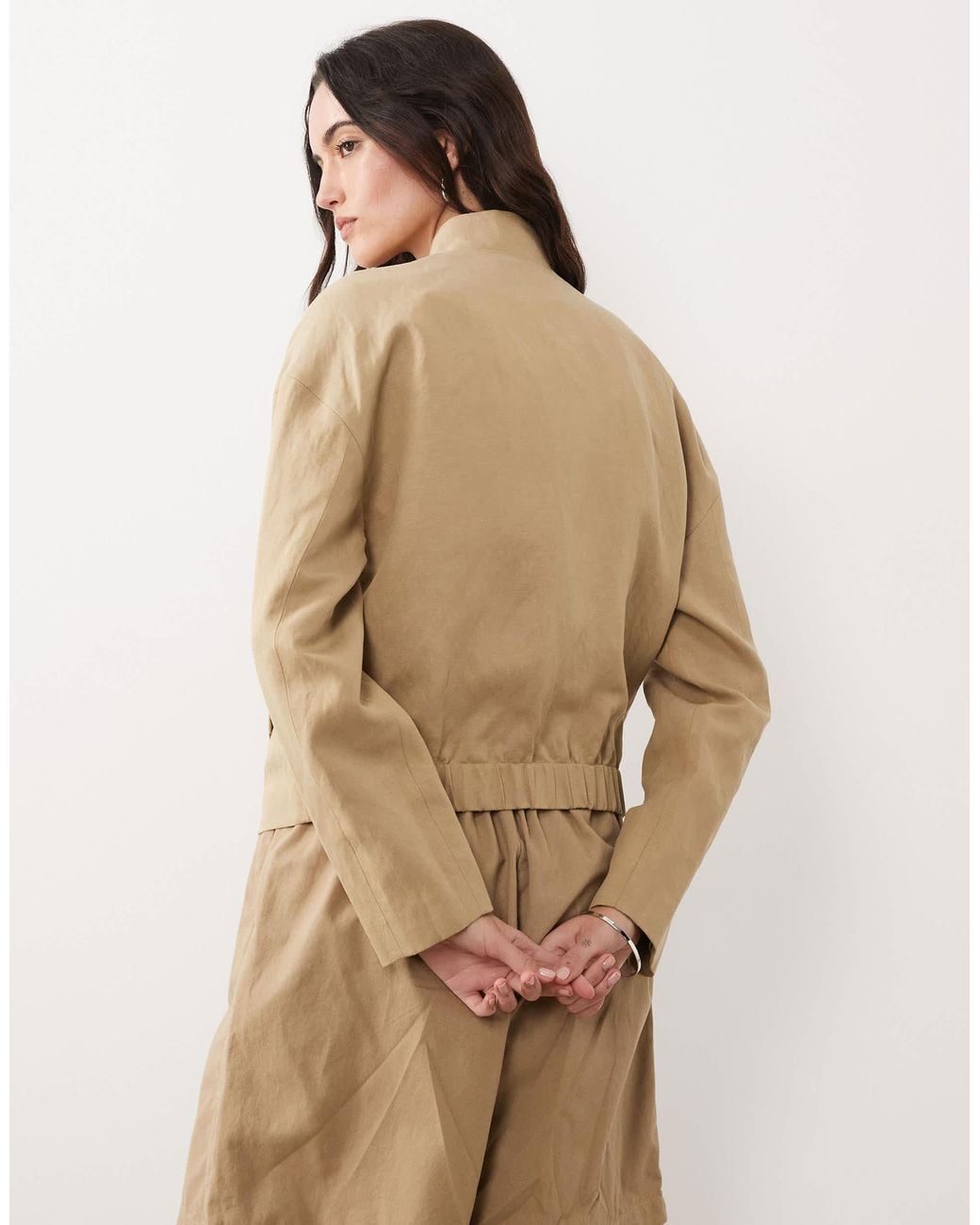 Mango Natural High Neck Zip Through Jacket