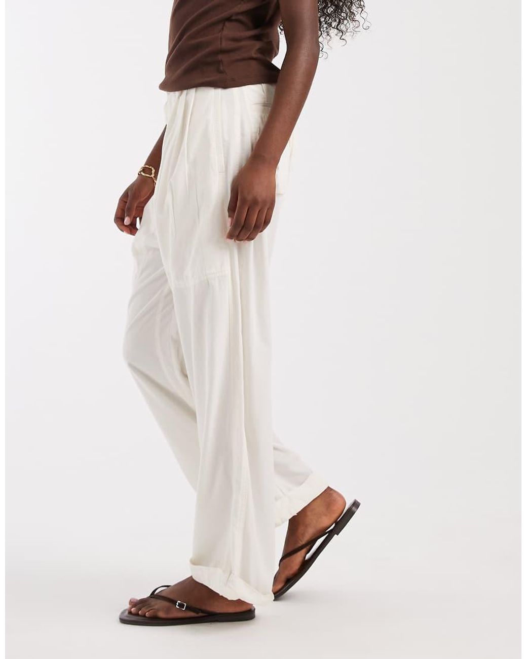 Free People White Clover Low Rise Cargo Style Trouser