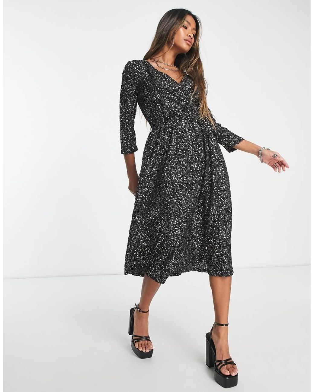 ONLY Black Wrap Midi Dress