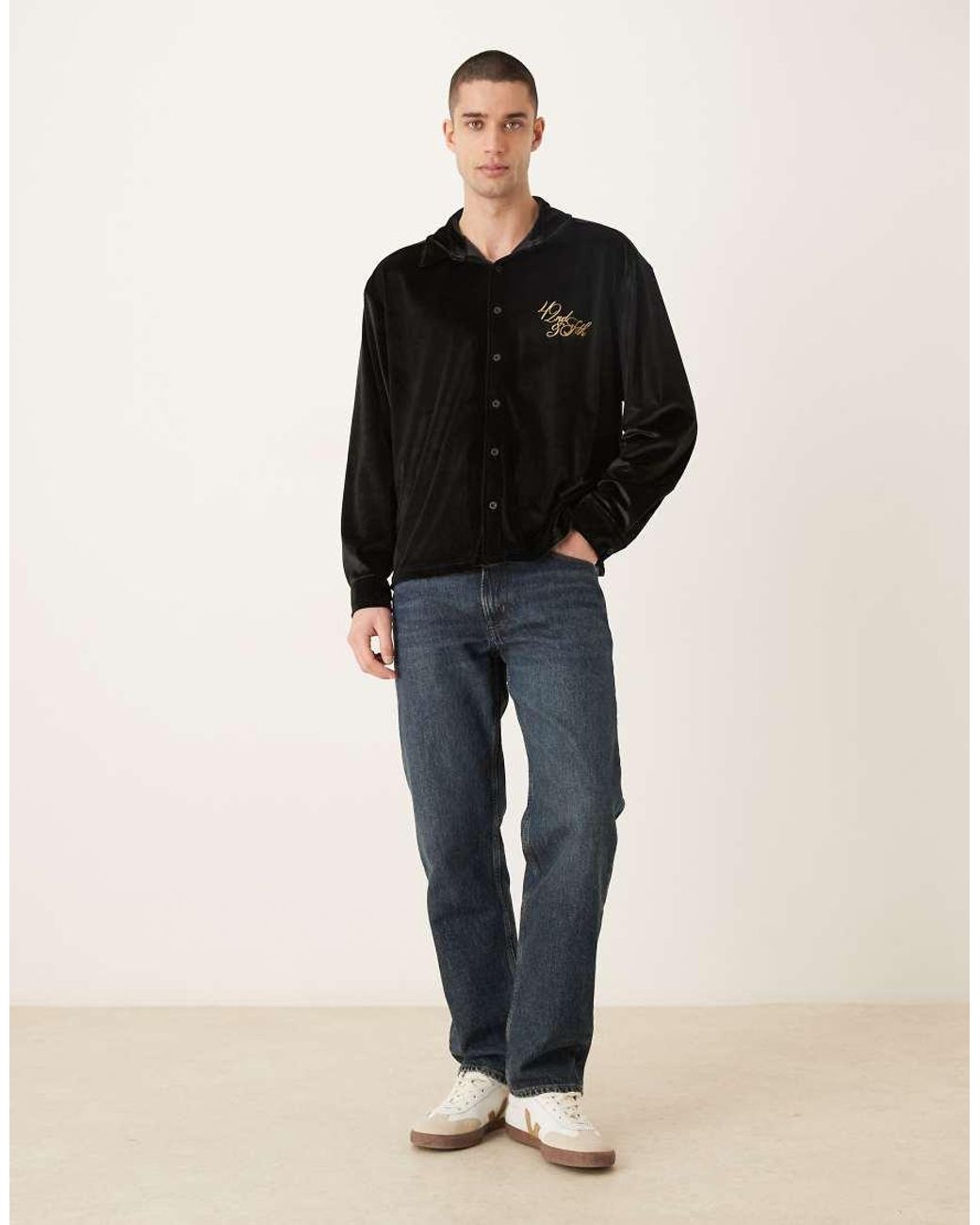 ASOS Black Long Sleeve Relaxed Boxy Shirt for men
