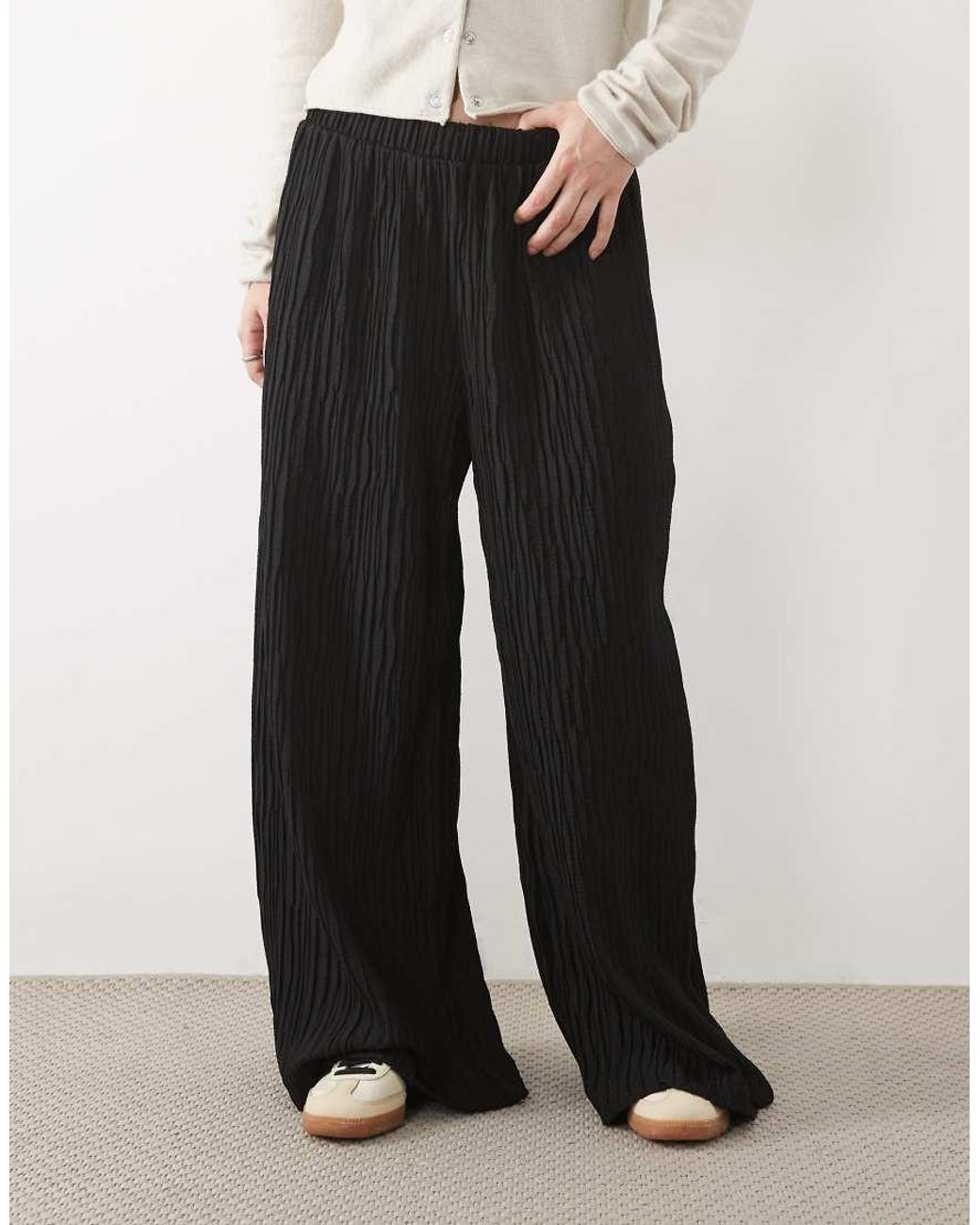 Vero Moda White Wide Leg Plisse Pants