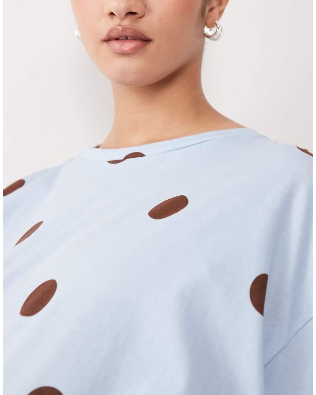 ASOS Blue Maternity Polka Dot Oversized Spot Sleep Tee